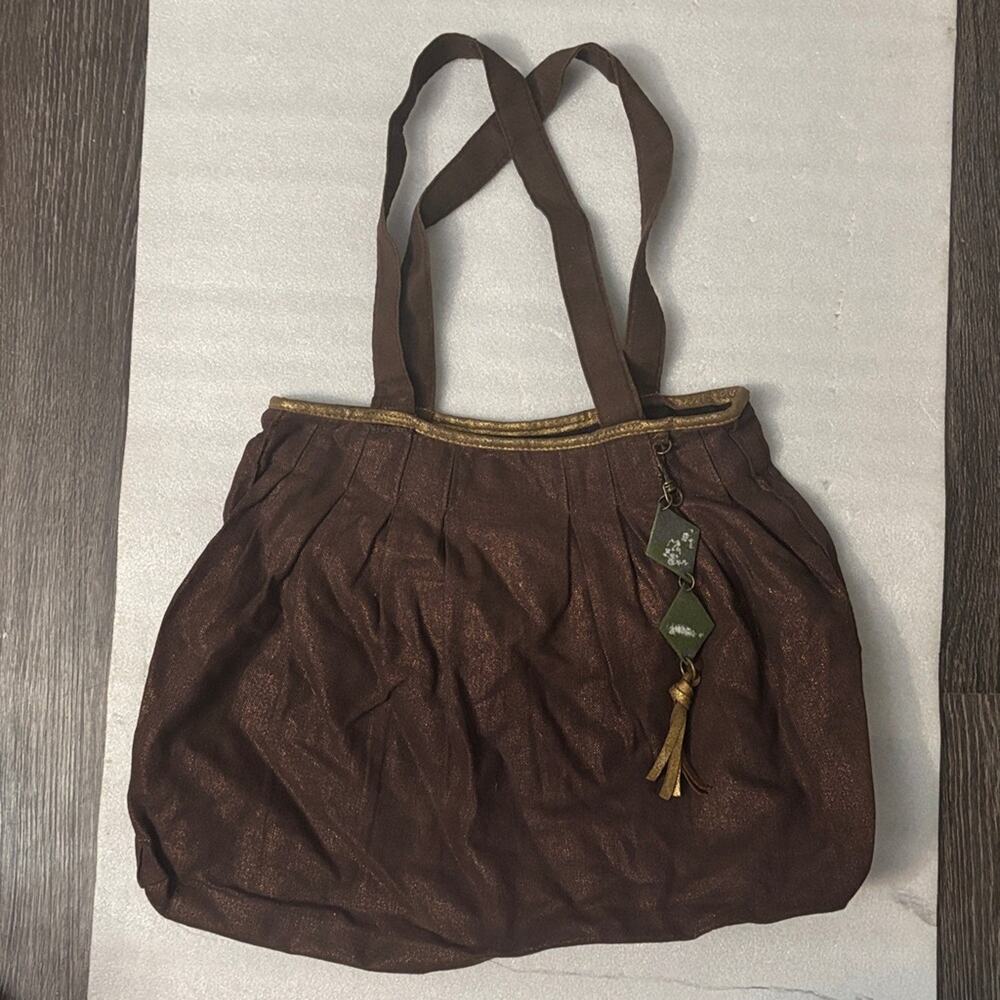 Brown/Gold Metallic Cloth Shoulder Bag Boho Fall Fairycore Grandma Minimalist